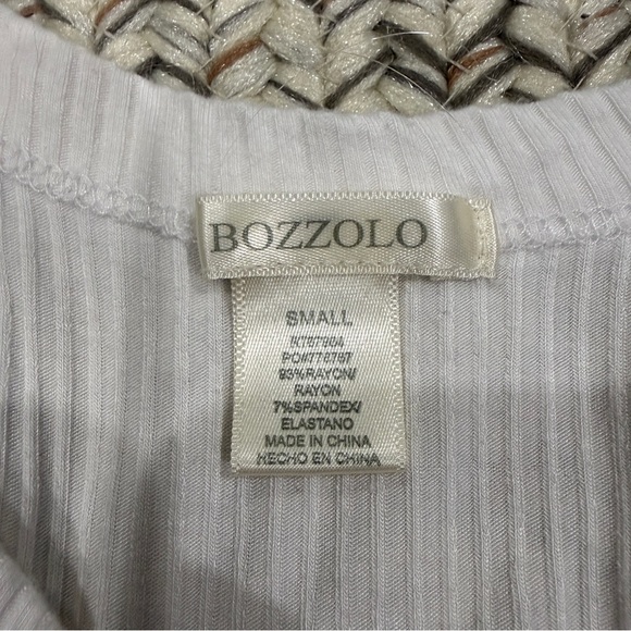 Bozzolo White High Neck Ribbed Cropped Tank Top - Picture 3 of 6